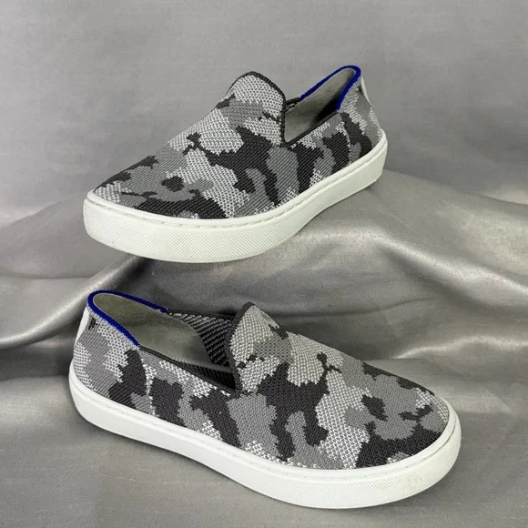 Rothy’s Kids 13 Sneakers Loafers Gray Camo Slip On Shoes Comfort Washable Soft - Picture 1 of 10